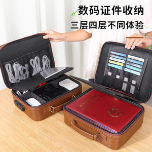 Estuche de cuero para documentos de 30x9x23cm con cerradura, ranuras para tarjetas, impermeable, para guardar pasaportes - Product Image 3