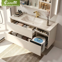 Kabinet Kamar Mandi Pintar yang Dipasang di Dinding dengan Mesin Cuci Mini Terintegrasi untuk Pakaian Dalam, Penyimpanan Laci Multi-Bagian untuk Apartemen.