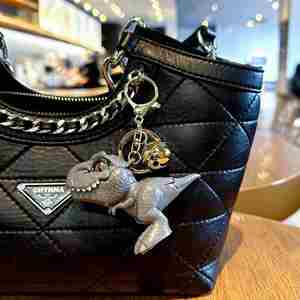 Funny PVC T-Rex Keychain Cartoon Dinosaur Pendant with Bell Bag Decoration Toy Style <b>Key</b> <b>Ring</b> - Product Image 4