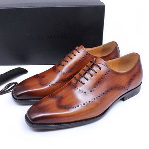Classic British Style Office Party Formal Dress Shoes Genuine Leather Brogue Oxford Shoes Black Brown Business Shoes for Men - Product Image 6