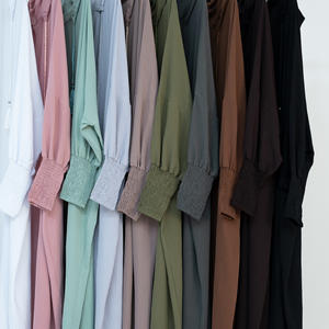 Loriya Ramadan Islamische Kleidung Falten Polyester Hoodie Abaya Kleid Mit Under cap Muslim Frauen Abaya Hoodie Freizeit kleider - Product Image 5