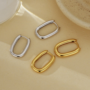 Semplici 925 in <span class=keywords><strong>argento</strong></span> Sterling grandi <span class=keywords><strong>orecchini</strong></span> <span class=keywords><strong>rettangolari</strong></span> cilindrici alla moda coreane gioielli da donna placcati in oro 18K - Product Image 2