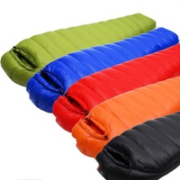 Sac de couchage en duvet de canard noir avec oreiller, vente en gros, Camping, extérieur, hiver