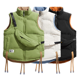 Chalecos casuales de invierno para hombre y mujer, tejido de punto grueso, cierre de cremallera, algodón reversible, ropa juvenil de talla grande - Product Image 1