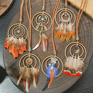 Feather Pendant <b>Necklaces</b> Leather Thread Copper Alloy <b>Boho</b> Style Unisex Jewelry - Product Image 3