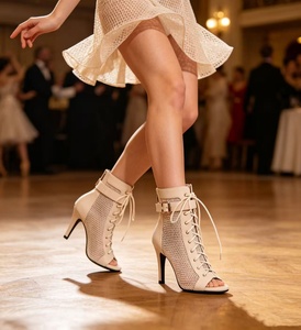 Chaussures de danse de salon beige 10 cm pour la pratique, le jazz, le tango, la danse latine, les spectacles en intérieur, les bottes de danse pour femme, chaussures de soirée - Product Image 2