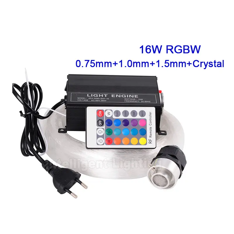 BTF LIGHTING AC85V-265V input 24keys RF remote 0.75mm 1.0mm 1.5mm 2.0mm16w rgbw LED fiber optic light