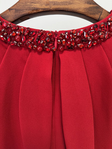 Rode avondjurk <span class=keywords><strong>2026</strong></span> Maxi vleermuismouw zwierige cape mouw bodycon gerimpelde feestjurk met glitters en kralen versierd formeel - Product Image 5