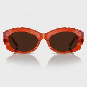 Yeetian Occhiali Da Sole Custom Luxury Design Acetate Eyewear High End Vintage Women Ladies Candy Red Oval Sunglasses