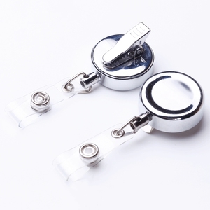 Heada Customizable Metal Retractable Wire Rope Buckle Easy-Pull <b>ID</b> Badge Alligator Clip <b>Holder</b> Reel 450mm School Office - Product Image 2