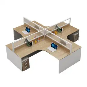 4 bis 6 Personen Arbeitsplatz Barriere Kombination modular klassische Büromöbel Büro Schreibtisch Bürostuhle und Tische