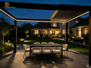 Pérgola Moderna de Aluminio RKOVE con Recubrimiento de Polvo Negro, Cubierta Rectangular para Patio Exterior - Product Image 4