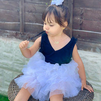 Enfants Fille Couches Robes Enfants Fille Robe D'été Enfants Robe Sans Manches Noir Blanc Cupcake Robe Princesse Tutu Robe Moelleuse