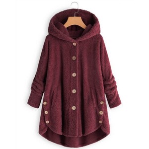 Nouvelle Collection Hiver – Manteau Femme Tendance en Peluche Boutonné, Coupe Irrégulière, Couleur Unie, Ample et Chaud - Product Image 3