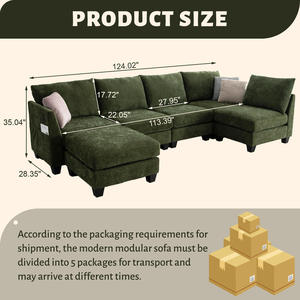 Modular Sectional <b>Living</b> Room Sofa <b>U</b> Shaped 6 Seater Sectional Sofa with Storage Ottoman & USB Ports Cloud Couch L Shaped - Product Image 4
