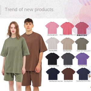 SK 260G Cotton Dệt Kim Nặng Địa Phương Đau Khổ Ngắn Tay Áo Rắn Lỏng Phù Hợp T-Shirt Rửa Vai Dazzle Nhuộm Trắng Cơ Sở Áo Sơ Mi - Product Image 3