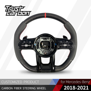 Volante de Fibra de Carbono Personalizado para <span class=keywords><strong>Mercedes</strong></span>-Benz W167 W205 W213 Clase G G63 Clase C Clase E GLE GLA <span class=keywords><strong>35</strong></span> 43 53 63 <span class=keywords><strong>AMG</strong></span> GT S65 - Product Image 2
