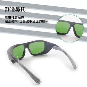 Lunettes de sécurité laser, monture noire, verres verts, transmission lumineuse 40 %, pour protection contre les radiations, fabriquées à Shenzhen, TC-YJ-3110 - Product Image 2