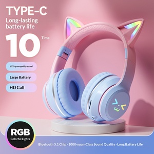 New Gradient Color Cat Ear <b>Wireless</b> Headphones Large Battery Music Gaming Headset Bulk Wholesale - Product Image 5
