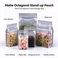 Sacs en plastique scellés à fond plat octogonal, durables, réutilisables, de haute qualité, pour l'emballage de snacks, taille/couleur personnalisables, vente en gros