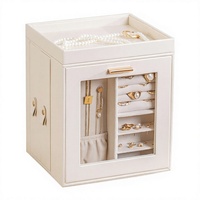 Boîte à bijoux rotative grande capacité avec miroir et compartiments pour ranger colliers, bagues et boucles d'oreilles