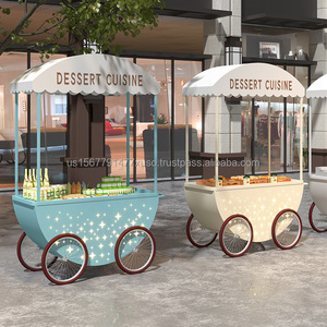 รถเข็นขายผลไม้แบบมีล้อสำหรับร้านค้ากลางแจ้งมีขาตั้งในตลาดรถเข็นขายผลไม้ - Product Image 3