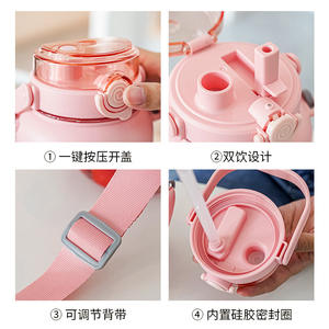 Verres en plastique Tasses pour enfants Bouteille Grande capacité <span class=keywords><strong>Tasse</strong></span> en plastique Mignon beau avec paille <span class=keywords><strong>Tasse</strong></span> à eau gros ventre - Product Image 4