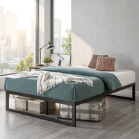 Sommier plateforme en métal moderne et durable Abel / Support de matelas à lattes / Pas de sommier tapissier nécessaire / Montage facile - Taille complète