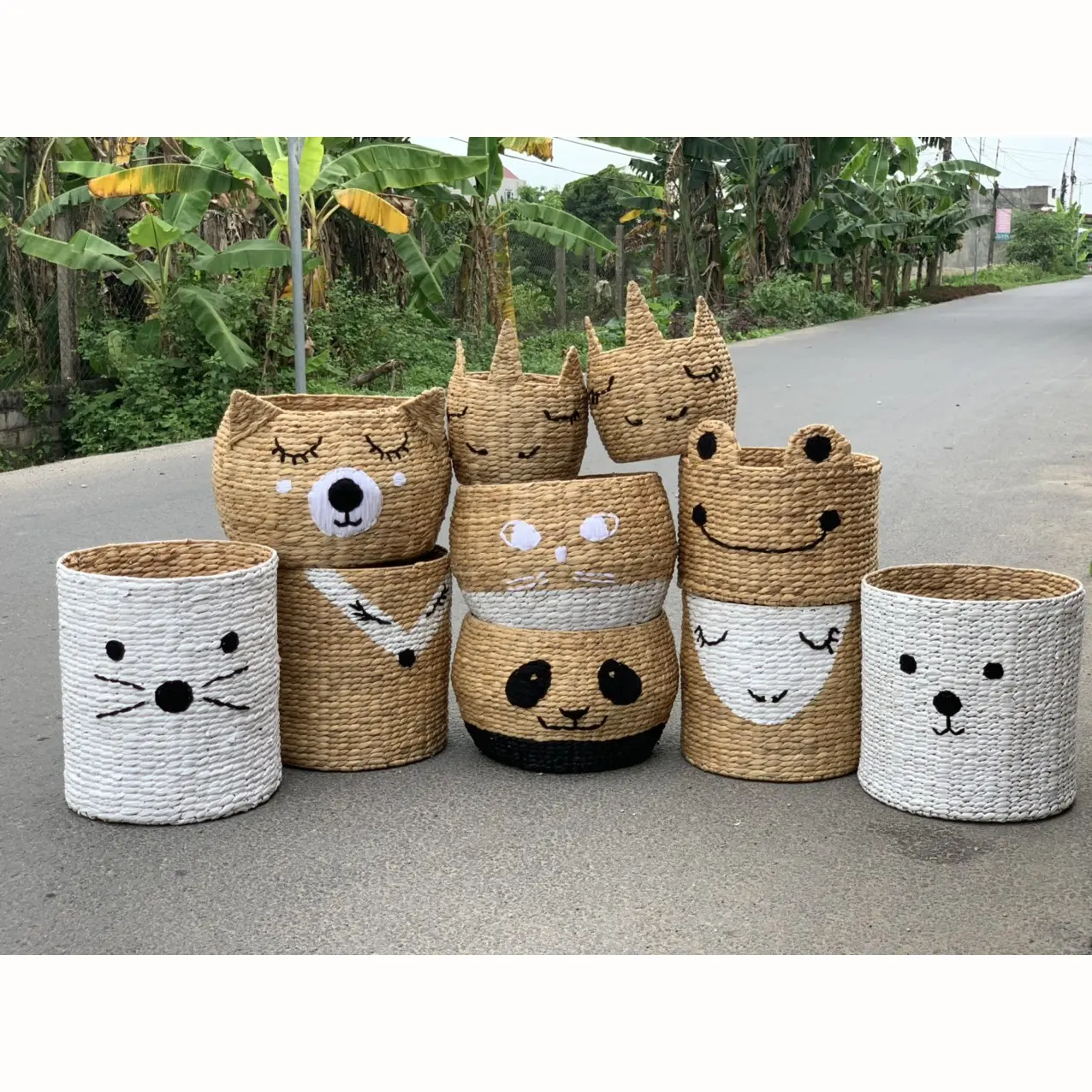 Cesta de almacenamiento de algas marinas naturales para niños, cestas bonitas con forma de animal, hechas en Vietnam, nuevo diseño