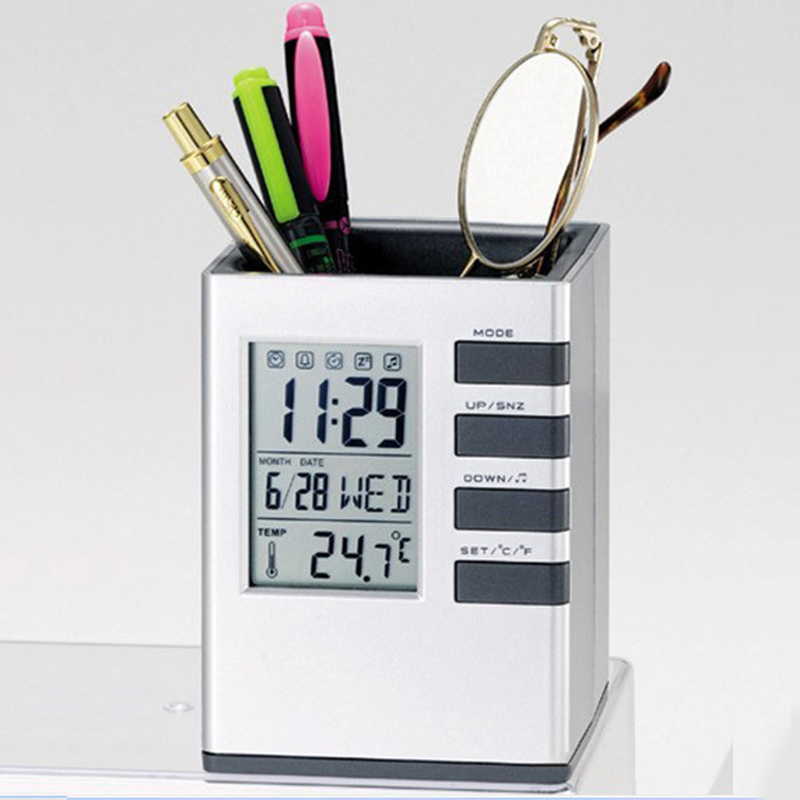 Производитель EMAF, подставка для ручек с цифровым будильником, с календарем и температурой