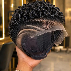 Perruque Courte Pixie <span class=keywords><strong>Pas</strong></span> Chère 13x1 Lace Frontale T Part Cheveux Humains Coupe Pixie Bob Densité 180% Perruque Bouclée Coupe Pixie - Product Image 1