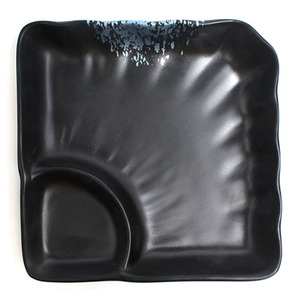 Irregular Black <b>Ceramic</b> <b>Plate</b> For Restaurant Hotel Food Durable Serving Dish Party Use - Product Image 3
