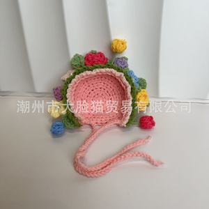 Coiffe à fleurs tricotée à la main pour poupées, 35 mm, rose, avec roses colorées et perles, accessoire décoratif pour cheveux - Product Image 5