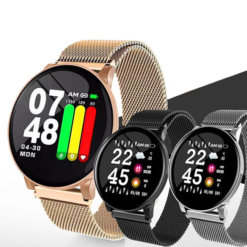 W8 Smart Watch Round Women Waterproof Smartwatch Men Women Fitness Tracker Blood Pressure Monitor for Android IOS Smart Clock