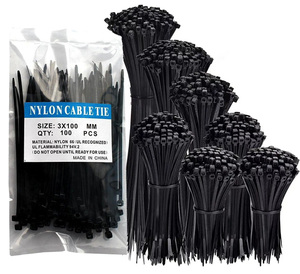 Lot De 200 Attaches Autobloquantes Industrielles En Nylon Avec Résistance à La Traction De 8,2 Kg, Résistantes Aux UV Et à La Chaleur (9,9 Cm, Noir