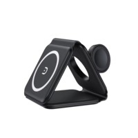Chargeur électrique sans fil pliable 3-en-1 15W pour iPhone et Apple Smartwatch Support de téléphone à charge rapide