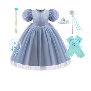 2024 nouveauté manches bouffantes velours <span class=keywords><strong>reine</strong></span> <span class=keywords><strong>des</strong></span> <span class=keywords><strong>neiges</strong></span> <span class=keywords><strong>elsa</strong></span> princesses fête déguisements pour Halloween enfants TV film costumes - Product Image 1