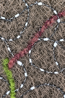 Tissu en polyester 100% tricoté, personnalisé, multi-tons, à boucles ondulées, avec broderie 'Dream', épais, doux, marron, matériau textile, points colorés