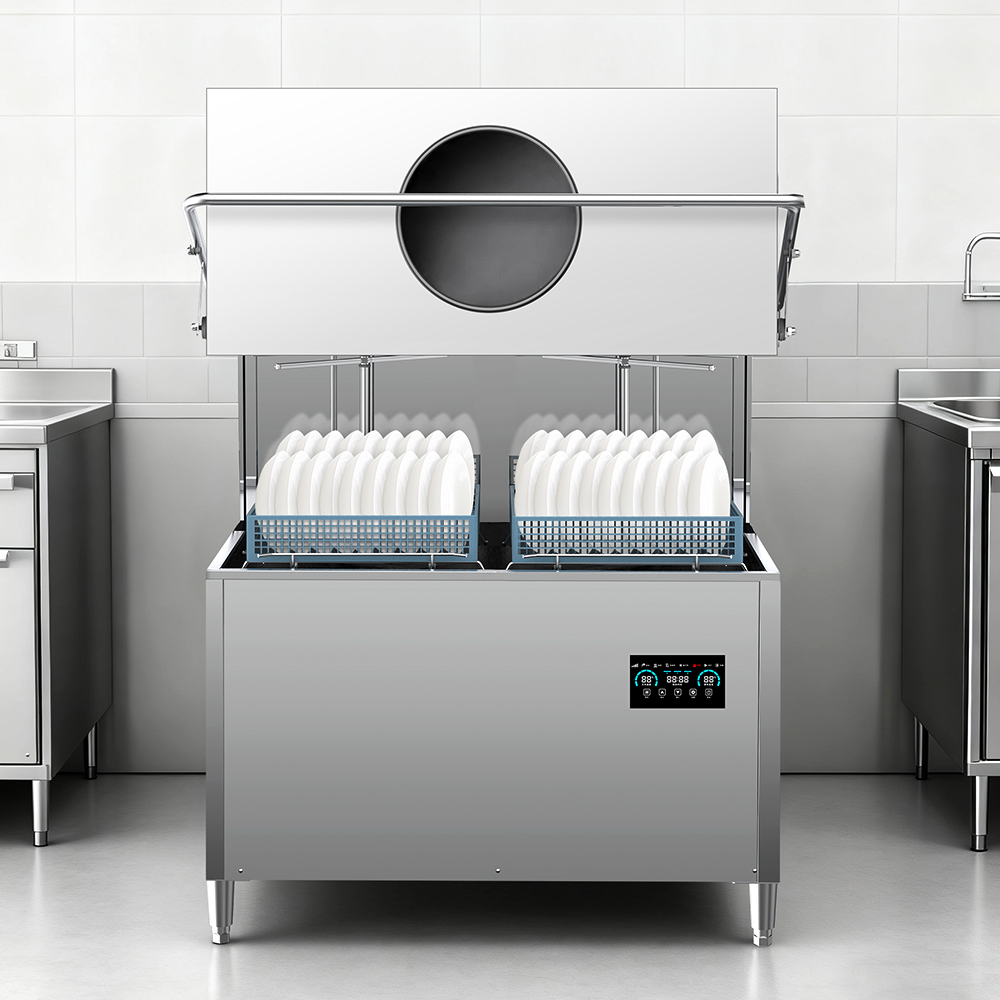 High Power Industrial Double Basket Hood Type Dishwasher Factory Supply Smart Automatic Independent Lavaplatos Machine