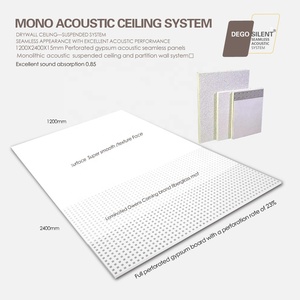 Système monolithique de plafond acoustique en plaques de plâtre perforées sans joint, panneaux en plâtre et panneaux en bois suspendus - Product Image 2