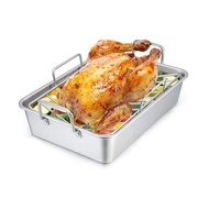 Zhongte Batterie de cuisine de haute qualité Poêle à frire carrée en acier inoxydable avec poignée Plateaux à rôtir pour poulet en vente à l'exportation