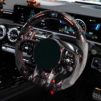 Setir Mobil Modifikasi LED Serat Karbon Forged, Setir Perahu Tiup, Setir untuk Mercedes-Benz Cla45S