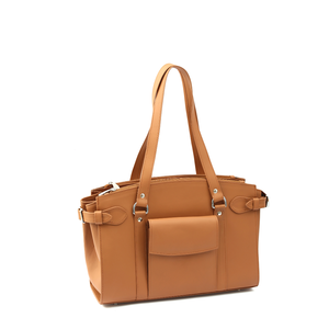 Sac classique pour femme en cuir véritable avec fermeture à bouton, bandoulière, poignée unique, décoration à rivets, grande capacité, prêt pour les voyages - Product Image 1