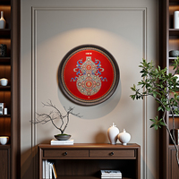 Cuadro Colgante Circular de Calabaza, Artesanía Metálica Hecha a Mano en Latón, Estilo Chino, Decoración de la Fortuna para Sala de Estar y Entrada
