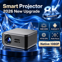 Téléviseur intelligent Android 1000 ANSI Lumens, résolution native 1920*1080P Full HD avec haut-parleurs HiFi, cinéma maison pour chambre à coucher, télévision numérique DVB-T2