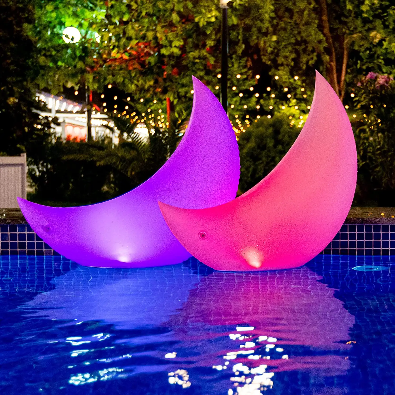 Floating Pool Lights 24in Crescent Moon for Swimming Pool LED float Pool Weddings& Party Decor for Outdoor