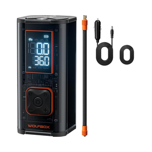 WOLFBOX MegaFlow24 Pro เครื่องสูบลมยางแบบพกพา 150PSI กระบอกสูบคู่ 58 ลิตร/นาที สำหรับยางรถยนต์และรถบรรทุก - Product Image 1