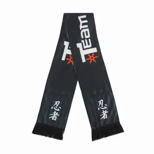 No MOQ Promotional Custom Size High Quality Knitted Polyester Factory Low Price Selling Digital Printing Custom Soccer Scarf