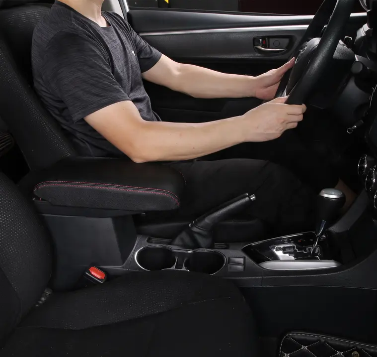 जापान कार नई डिजाइन कार काले पु चमड़े गिरावट डिजाइन केंद्र कंसोल Armrest भंडारण बॉक्स कवर टोयोटा कोरोला 2014 के लिए-2018