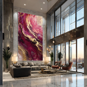 Sofisticata Pittura Astratta <span class=keywords><strong>con</strong></span> Texture di Marmo Nero e Venature Dorate 3D, Arte Murale Testurizzata per Uffici e Hall di Lusso - Product Image 2